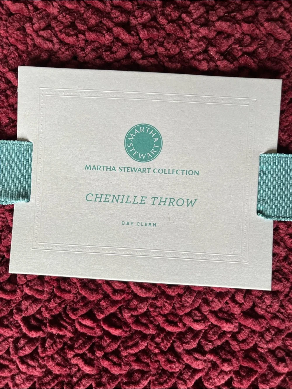 Martha Stewart Burgundy Chenille Throw Blanket, Vintage
